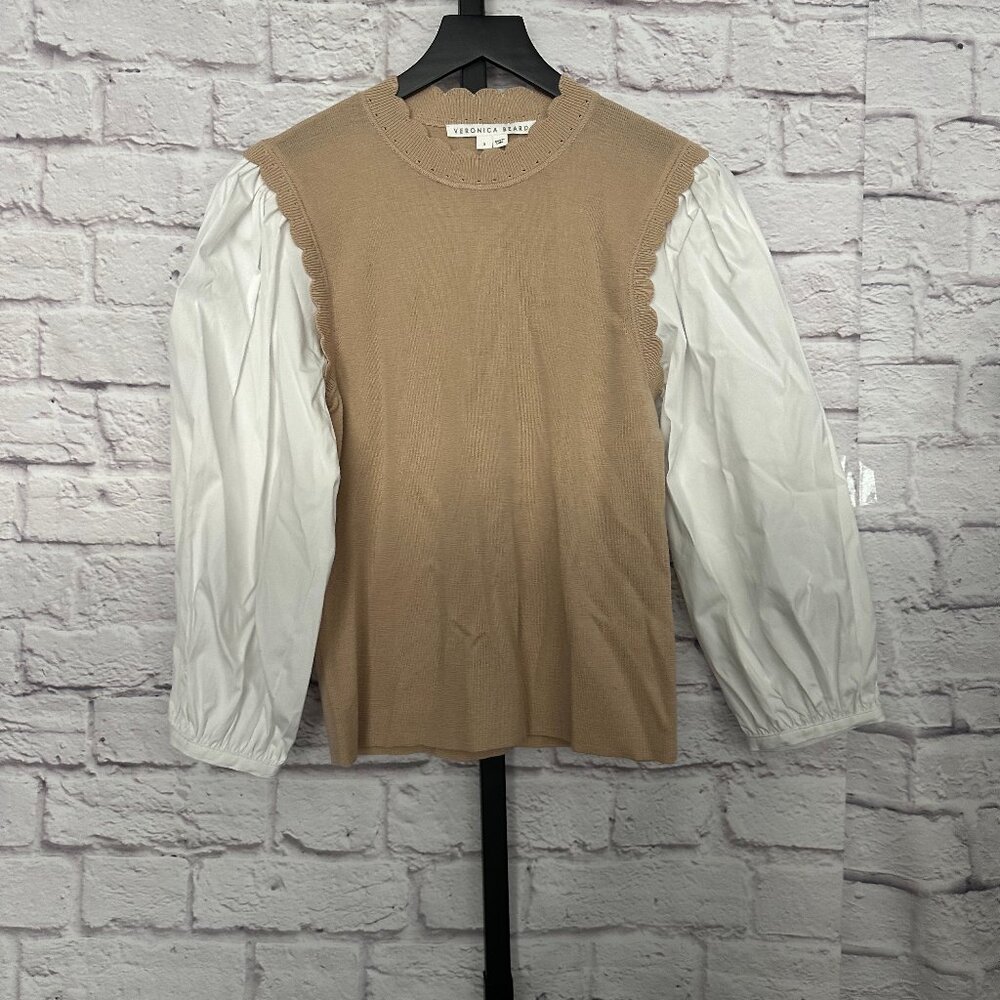 Veronica Beard Steffi Mixed Media Merino Wool Blend Top